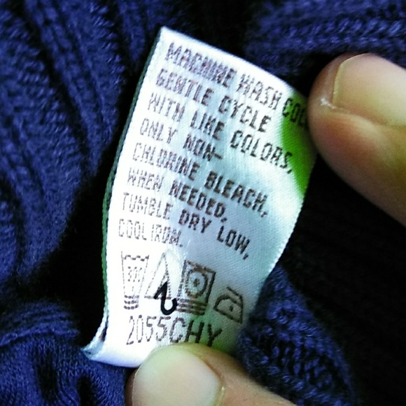 Brass toned zipper navy sweater by Drapers.  L. - Picture 8 of 8